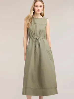 Vestido Midi Lino Verde Salvia