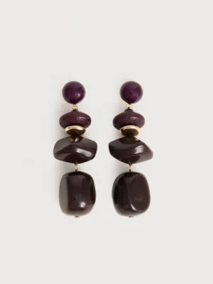 Pendientes Colgantes Piedras Moradas