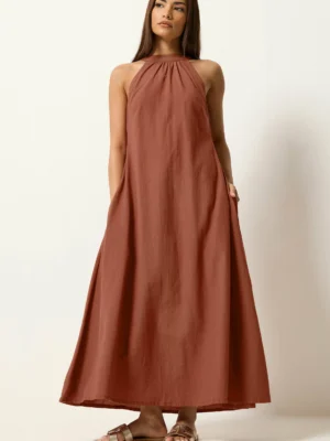 Vestido Midi Terracota Tirantes