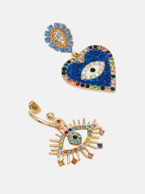 Pendientes Ojo Turco Corazón Azul